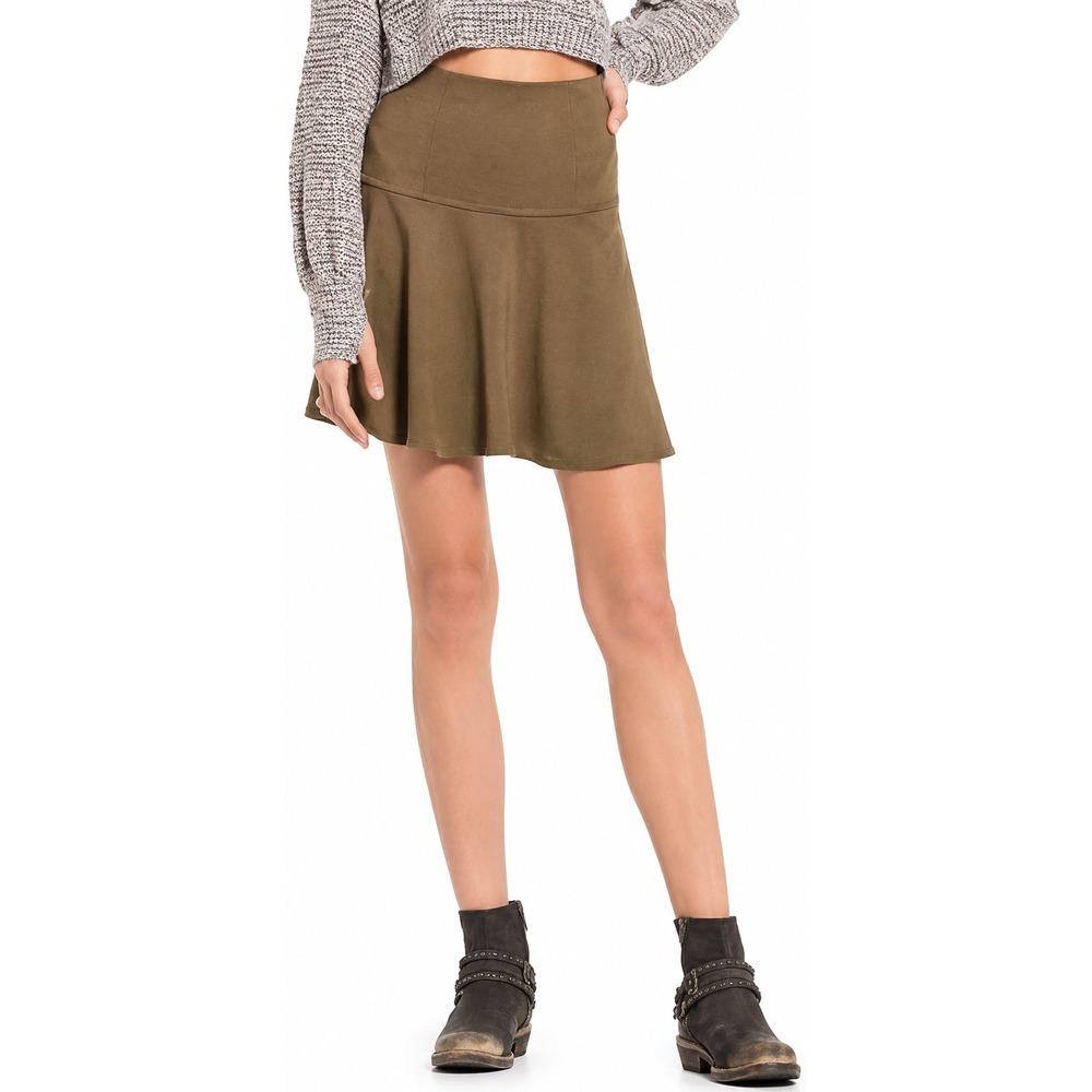 Free People Olive Green Ponte Skater Mini Skirt Size Medium
